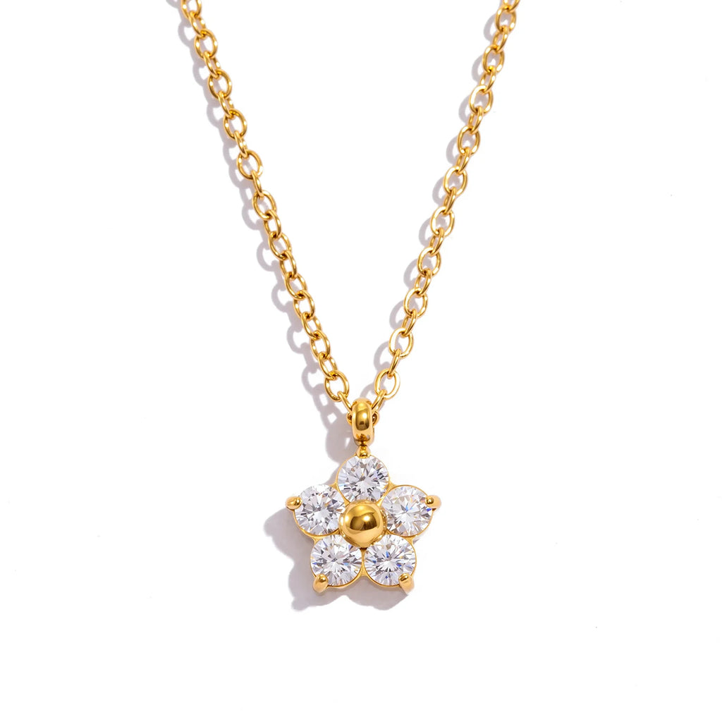 Collier pendentif  fleur de prunier plaqué or 18 carats
