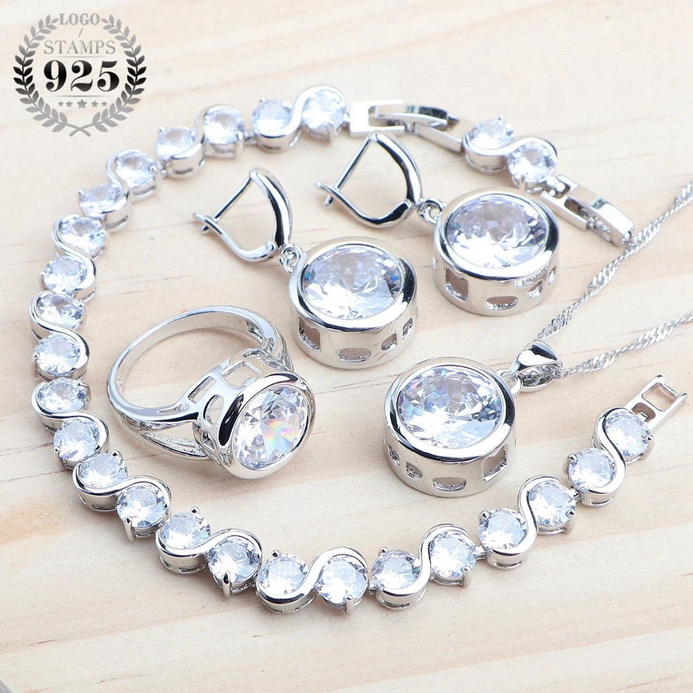 Ensembles de bijoux en argent sterling 925, boucles d'oreilles, bague, bracelets, pendentif, collier
