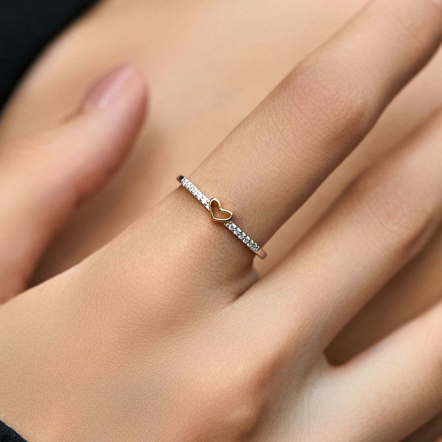 Bague  cœur romantique en argent Sterling 925