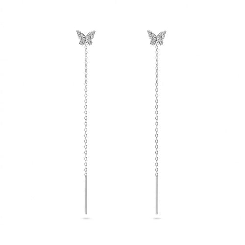 Boucles d'oreilles clous pendentif papillon en plaqué or 18K et argent sterling 925