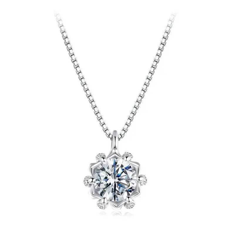 Collier bourgeon de fleur moissanite 0,5 carat pendentif en argent sterling 925 avec chaîne à maillons
