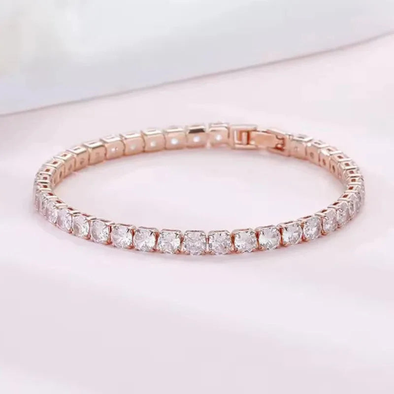 Bracelet tennis en argent sterling 925, charme luxueux