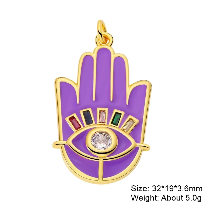 Charms ronds œil du mal turcs et grecs en coquillage d'opale plaqués or 18K