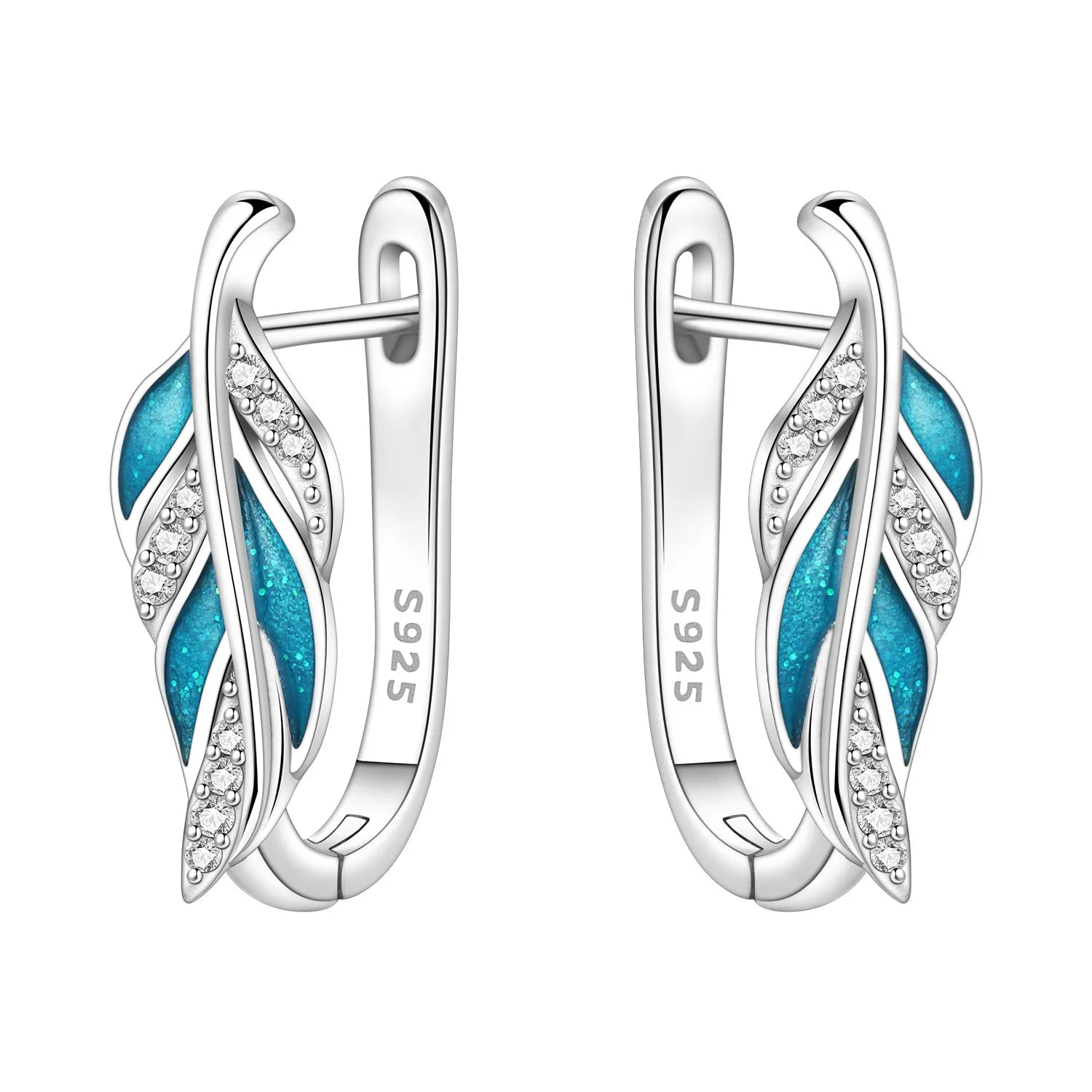 Boucles d'oreilles en argent sterling 925  minimaliste avec zircon bleu