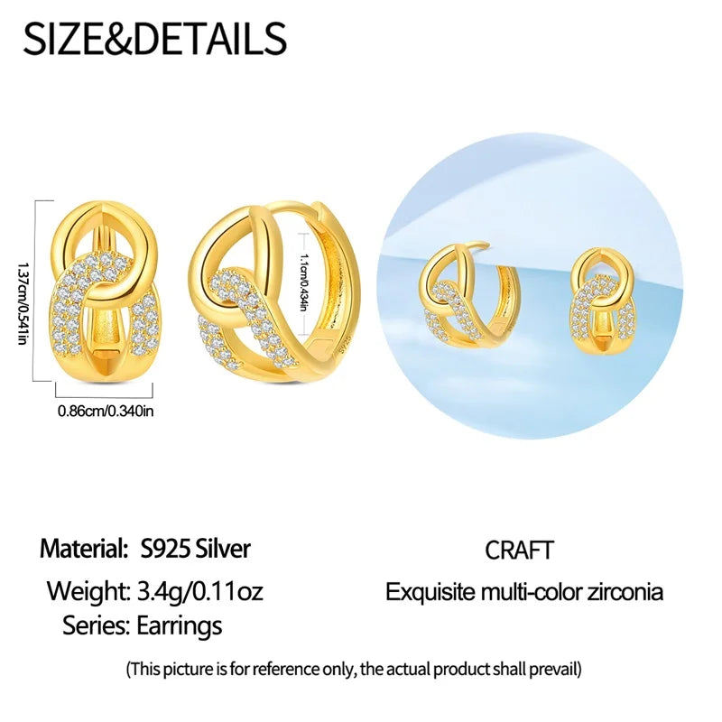 Boucles d'oreilles créoles en argent sterling 925 avec zircon scintillant