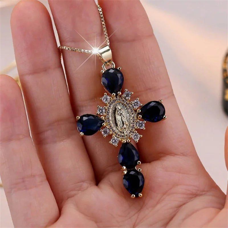 Collier Pendentif tendance en Cristal Rose de Luxe