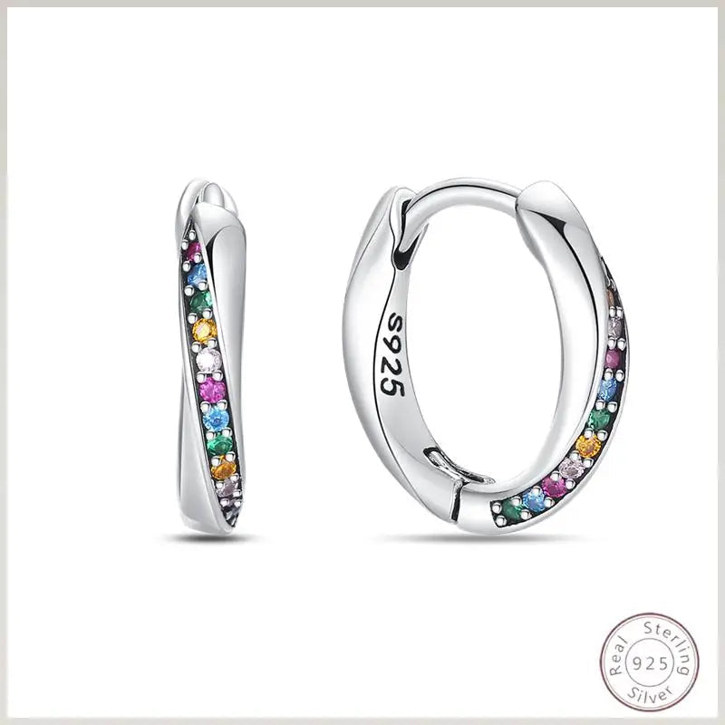 Boucles d'oreilles en argent sterling 925 brillant multicolores