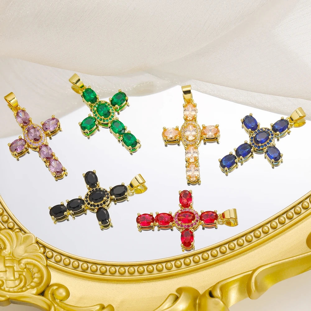 Pendentif croix en plaqué or 18K