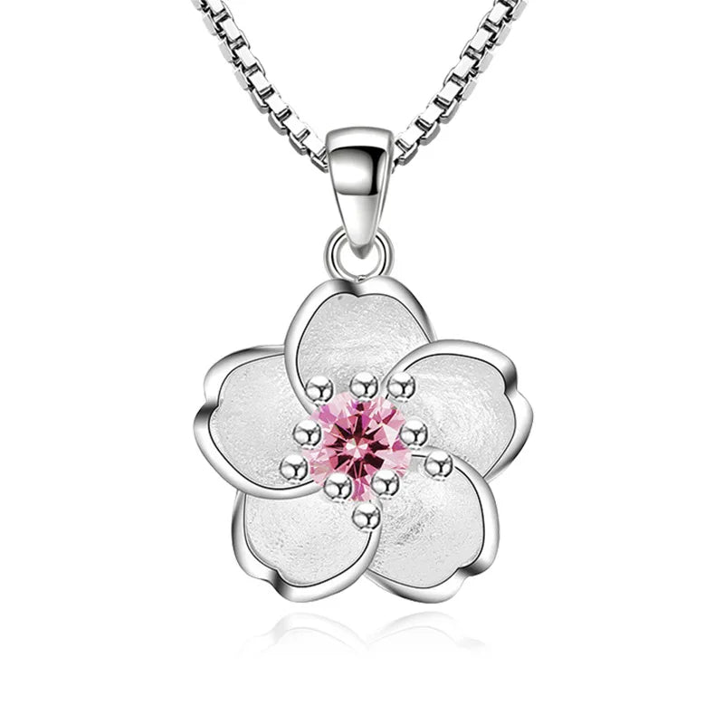 Ensemble de bijoux en argent sterling 925 véritable avec cristal fleur