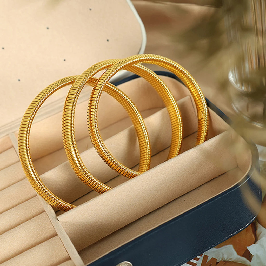 Bracelet élastique 3 pieces design simple, bracelet en spirale vintage