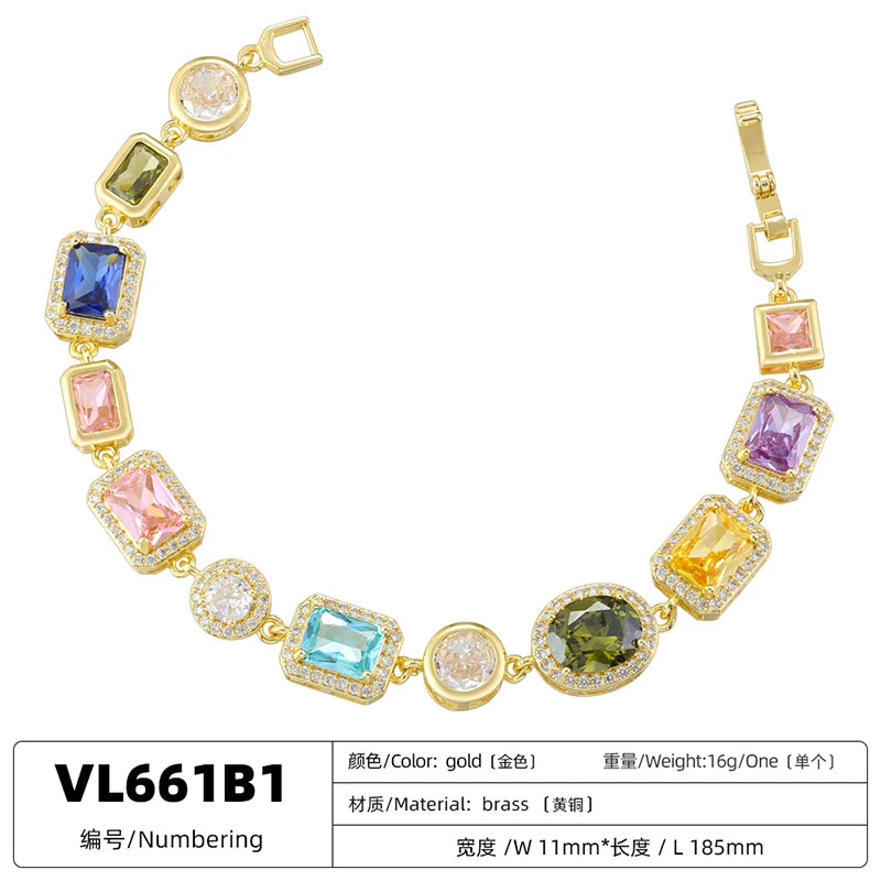 Bracelet en Pierre Semi-Précieuse Mosaïque Plaqué Or 18K