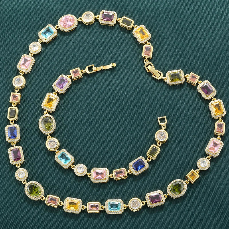 Bracelet en Pierre Semi-Précieuse Mosaïque Plaqué Or 18K