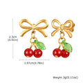 Boucles d'oreilles pendantes cerise plaqué or pour femmes