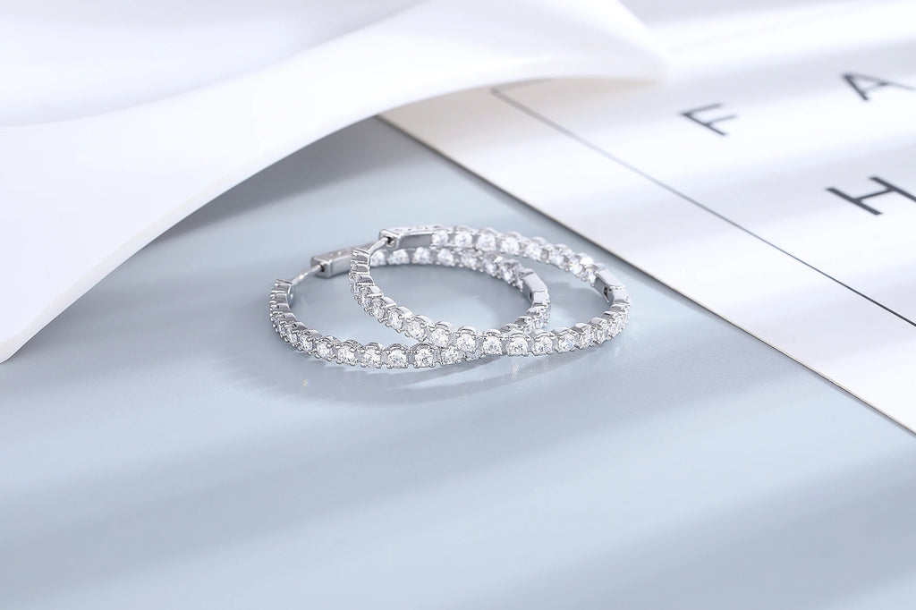 Boucles d'oreilles créoles grandes rondes 39 mm en argent Sterling 925