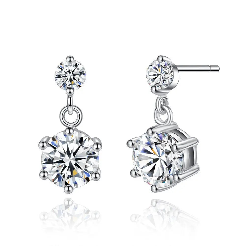 Boucles d'oreilles en argent sterling 925 avec fleur brillant