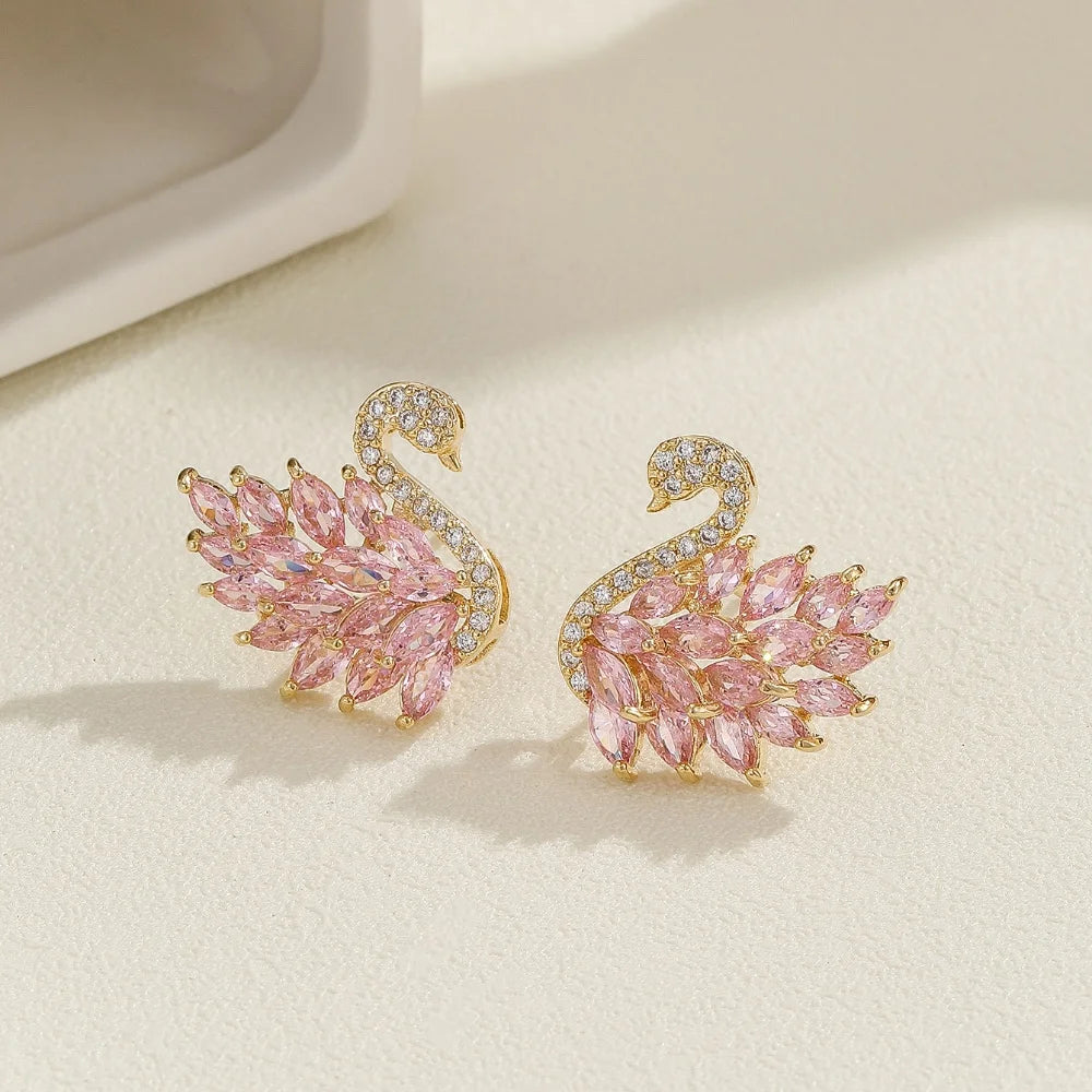 Boucles d'oreilles couleur forme cygne