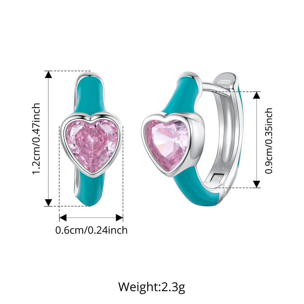 Boucles d'oreilles en argent sterling 925 émaillées vertes en forme de huggies