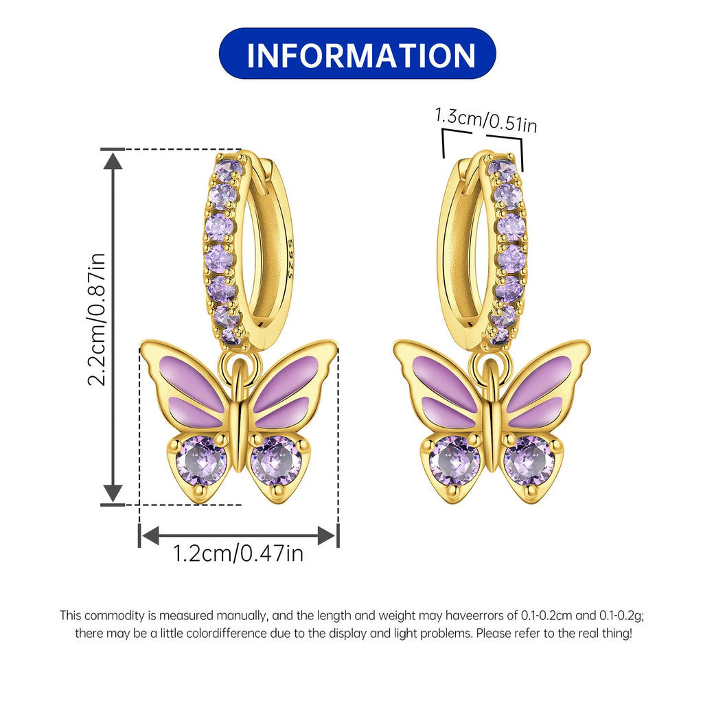 Boucles d'oreilles pendantes oiseaux bleu violet en argent sterling 925