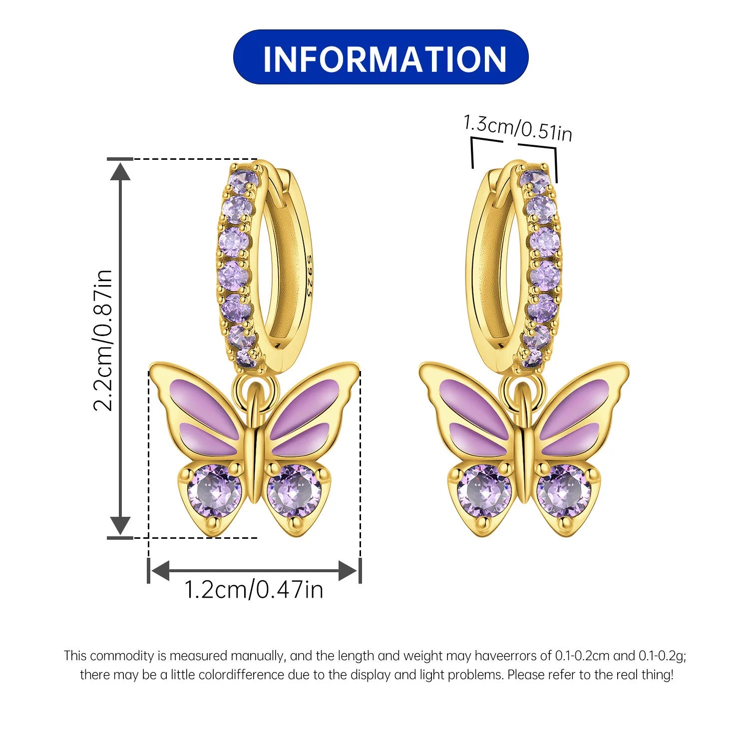 Boucles d'oreilles pendantes oiseaux bleu violet en argent sterling 925