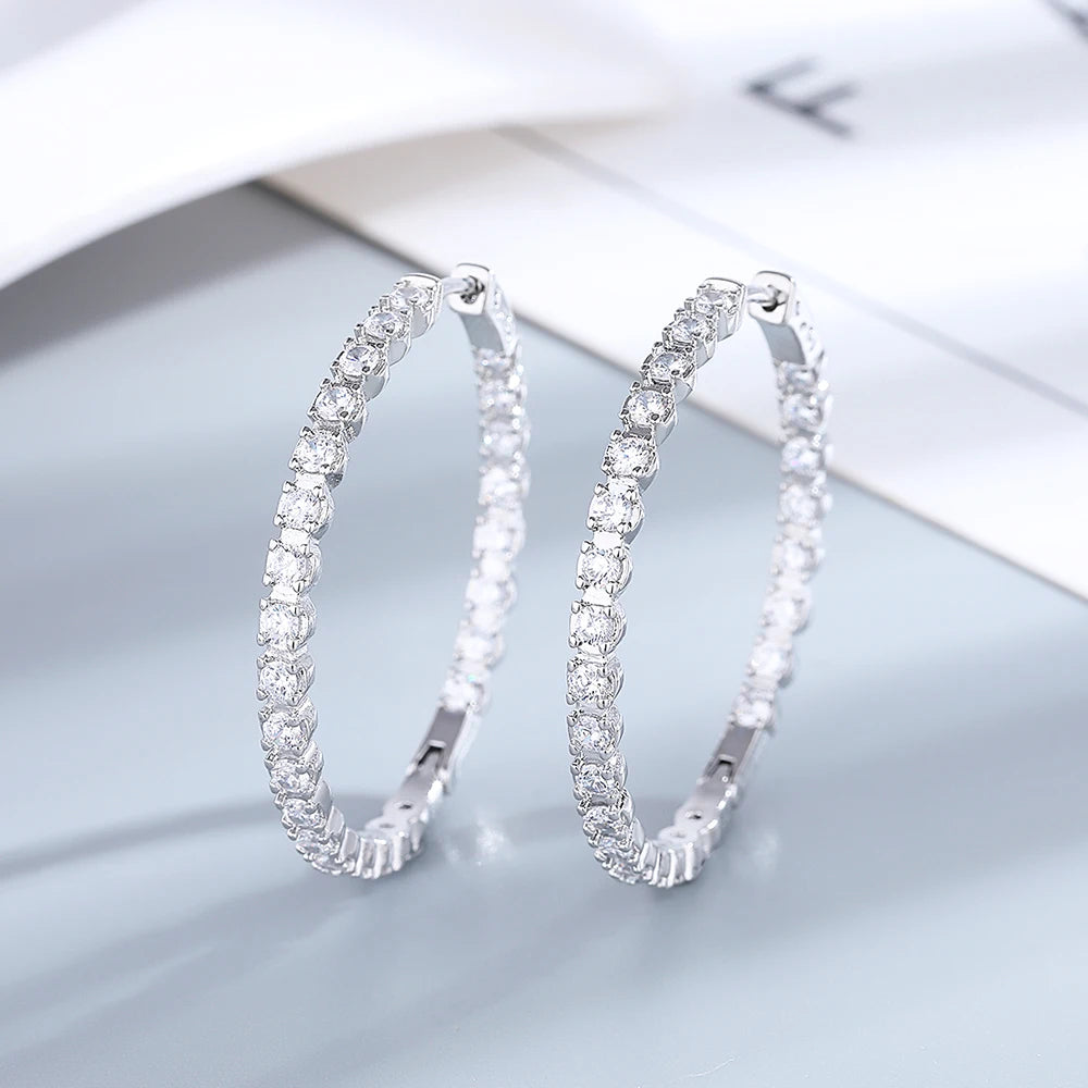 Boucles d'oreilles créoles grandes rondes 39 mm en argent Sterling 925