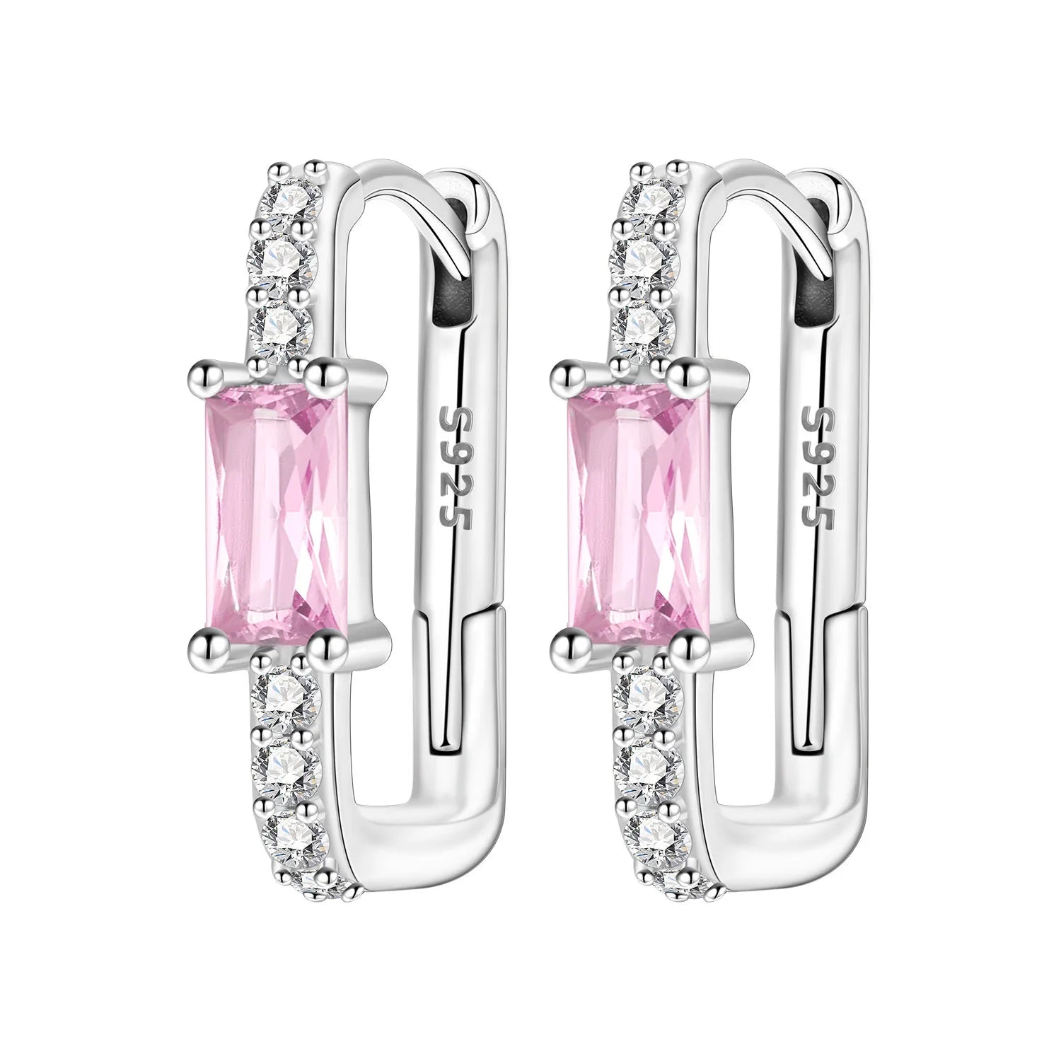 Boucles d'oreilles en argent sterling 925  minimaliste avec zircon bleu