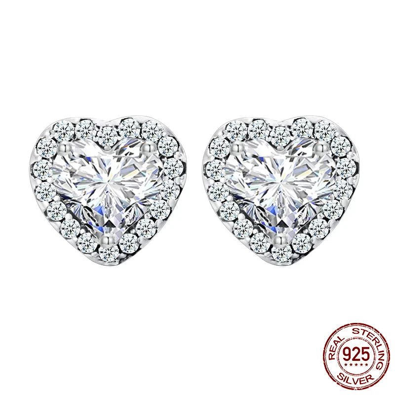 Boucles d'oreilles  argent sterling 925 avec halo CZ, élégantes