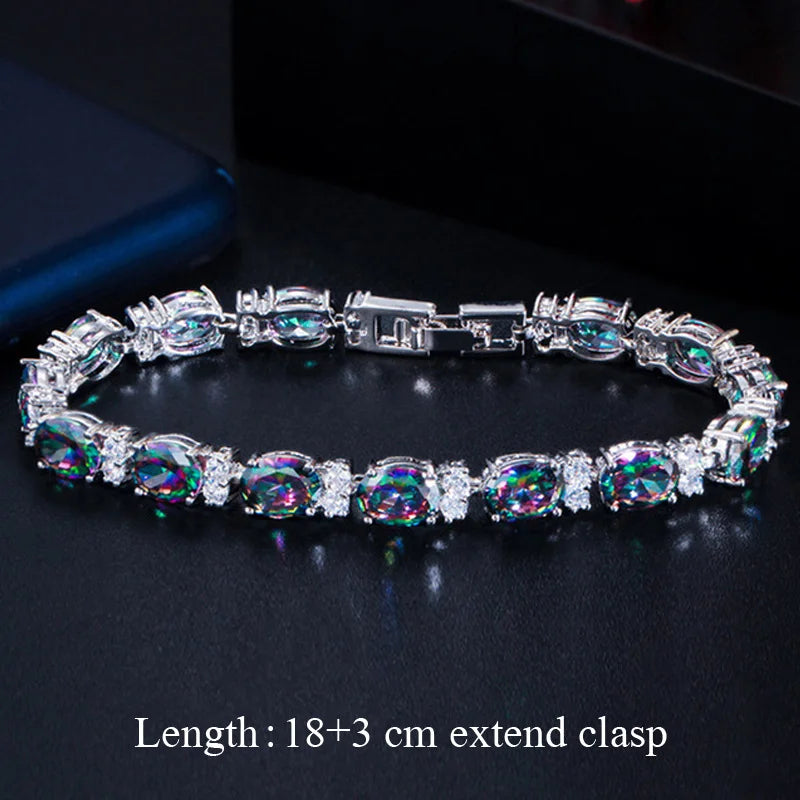 Bracelets Fashion de soirée, bijoux avec pierres en cristal CZ arc-en-ciel