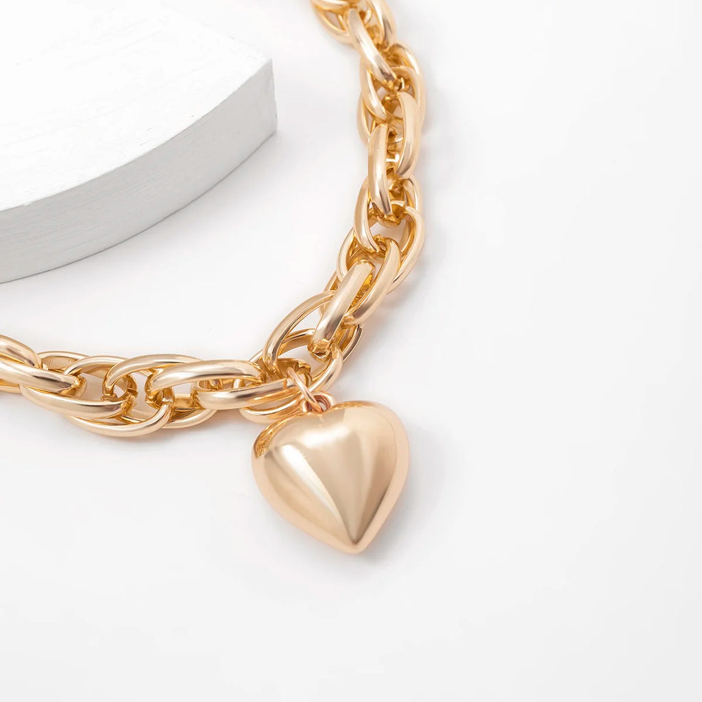 Collier épais à chaîne croisée avec pendentif cœur hip hop fantasy