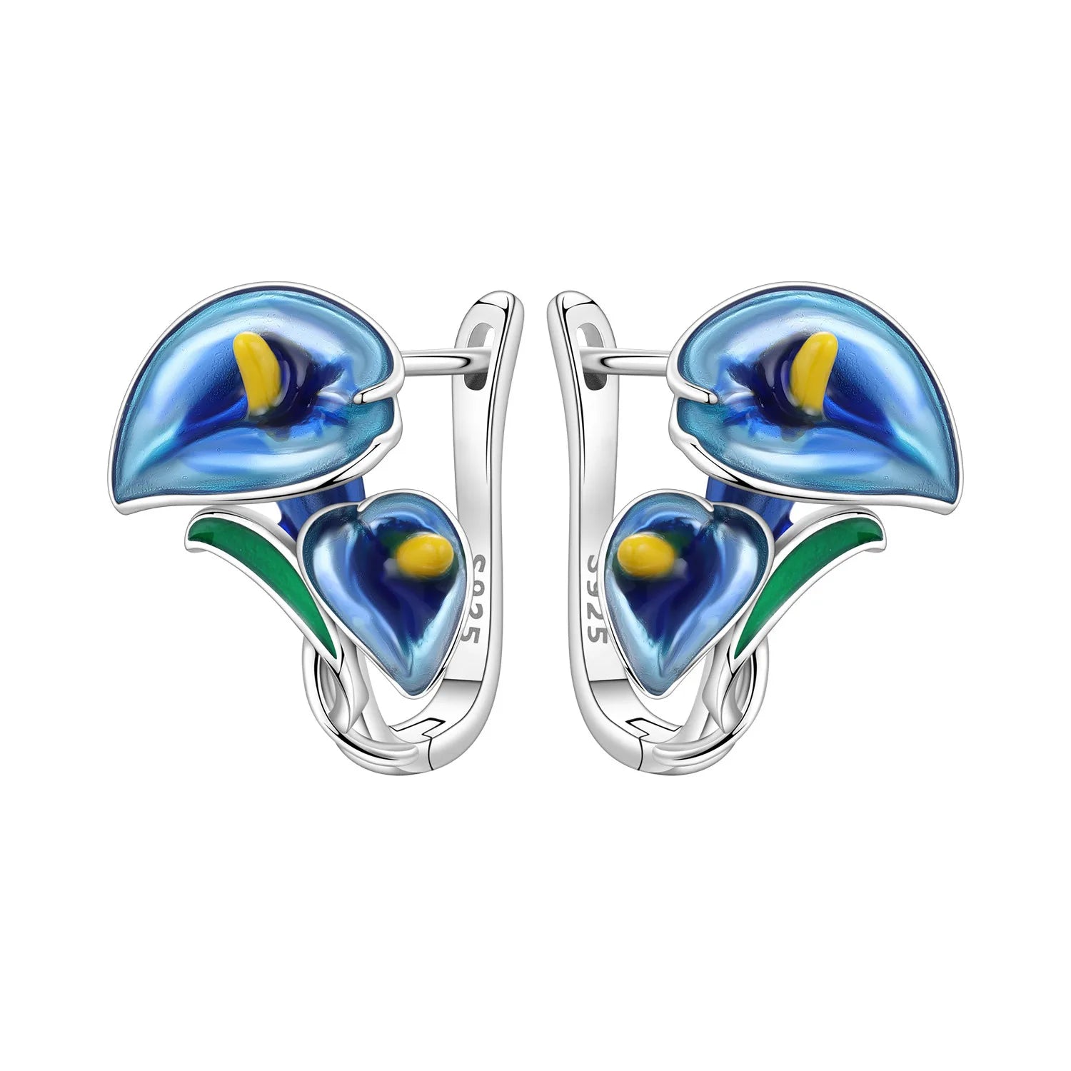 Boucles d'oreilles en argent sterling 925  minimaliste avec zircon bleu
