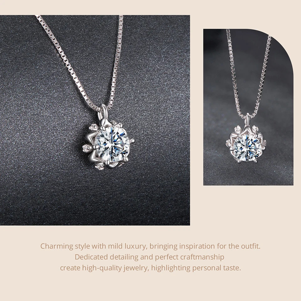 Collier bourgeon de fleur moissanite 0,5 carat pendentif en argent sterling 925 avec chaîne à maillons