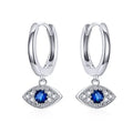Boucles d'oreilles pendantes œil bleu en argent sterling 925