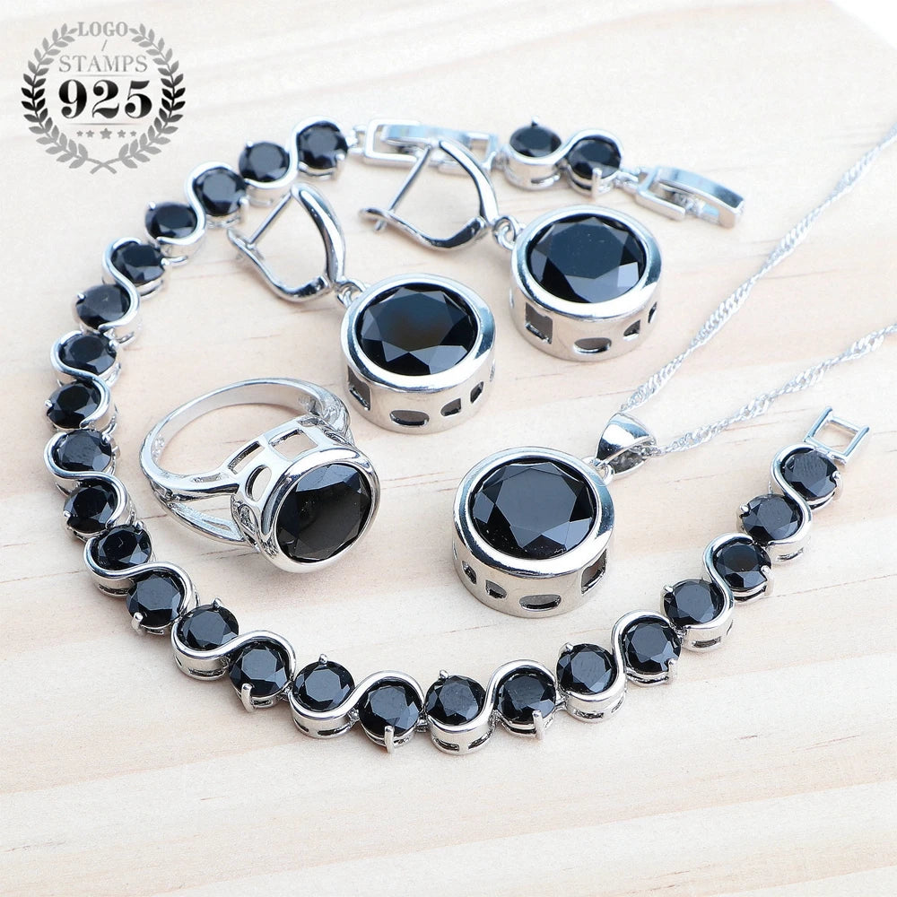 Ensembles de bijoux en argent sterling 925, boucles d'oreilles, bague, bracelets, pendentif, collier