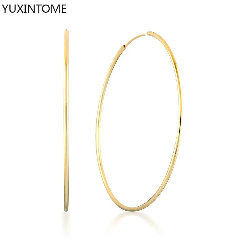 Boucles d'oreilles créoles de luxe en argent sterling 925  grandes boucles rondes