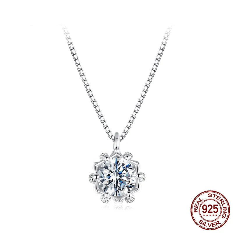 Collier bourgeon de fleur moissanite 0,5 carat pendentif en argent sterling 925 avec chaîne à maillons