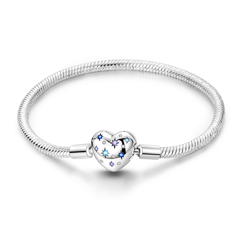 Bracelets en argent sterling 925 en forme de cœur doré scintillant