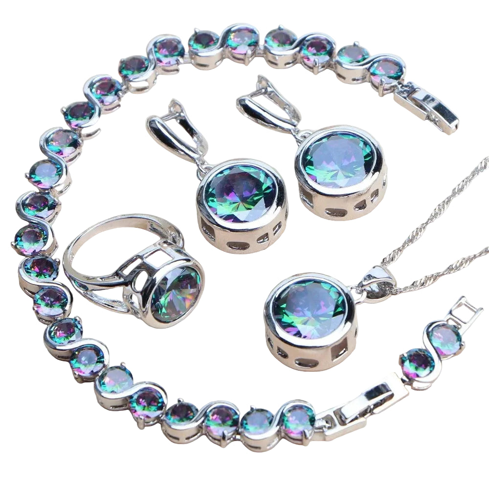 Ensembles de bijoux en argent sterling 925, boucles d'oreilles, bague, bracelets, pendentif, collier