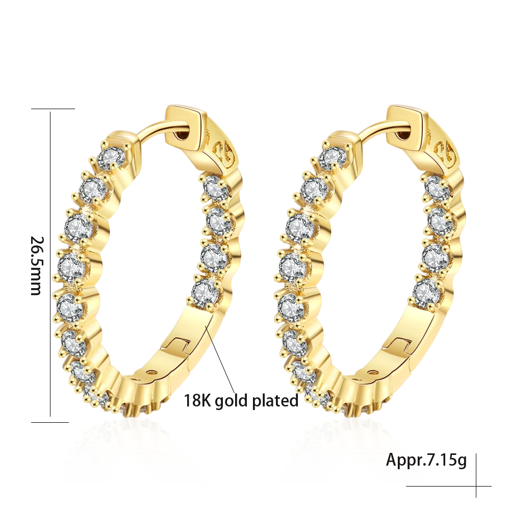 Boucles d'oreilles créoles grandes rondes 39 mm en argent Sterling 925