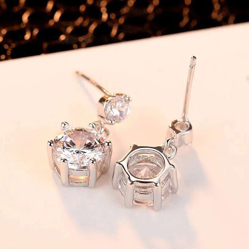 Boucles d'oreilles en argent sterling 925 avec fleur brillant