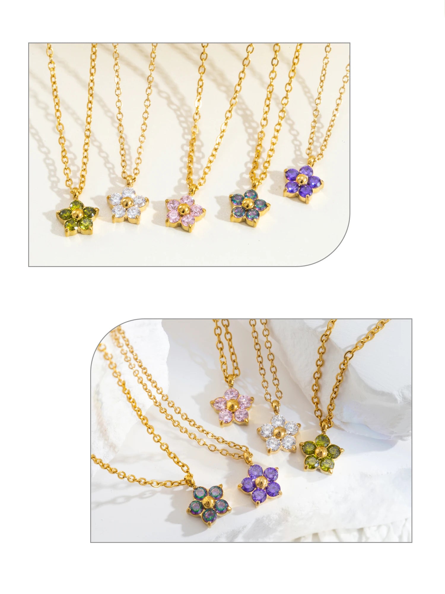 Collier pendentif  fleur de prunier plaqué or 18 carats