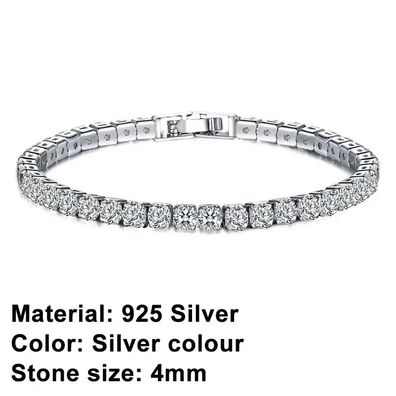 Bracelet de luxe en argent sterling 925 classique avec zircon scintillant