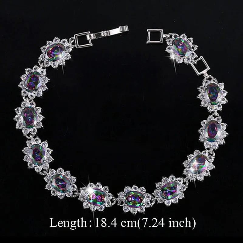 Bracelets Fashion de soirée, bijoux avec pierres en cristal CZ arc-en-ciel