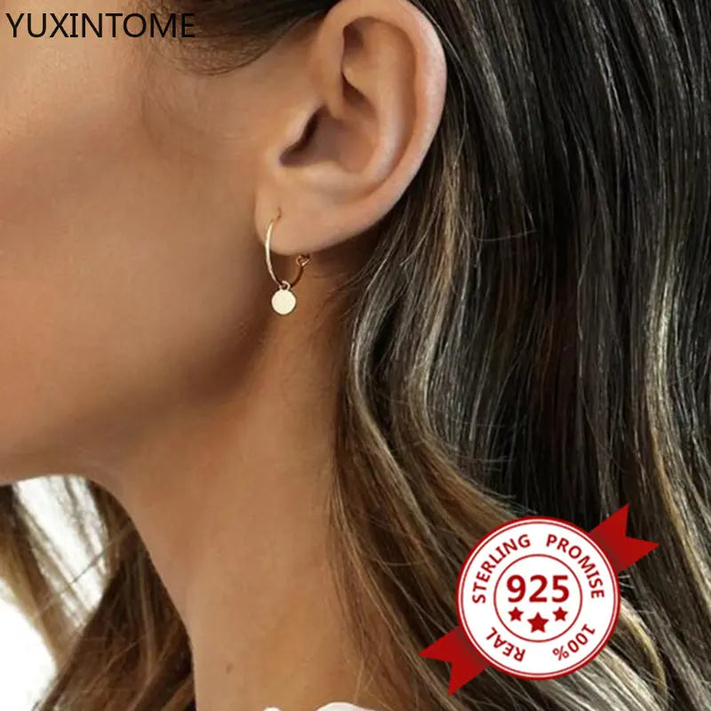 Boucles d'oreilles créoles de luxe en argent sterling 925  grandes boucles rondes