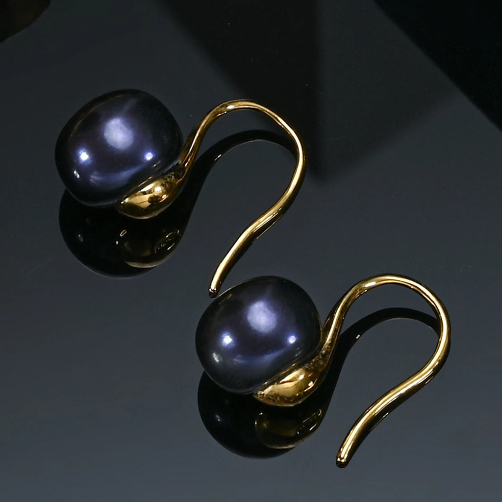 Boucles d'oreilles en perles d'eau douce  925, Argent sterling, roses, blanches, violettes, rondes de 8-9 mm