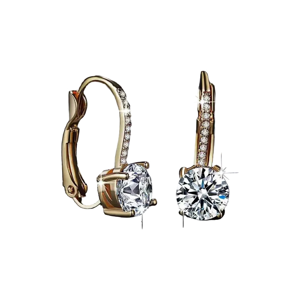 Boucles d'oreilles créoles en or plaqué 18 carats avec moissanite de 2 carats, argent streling 925