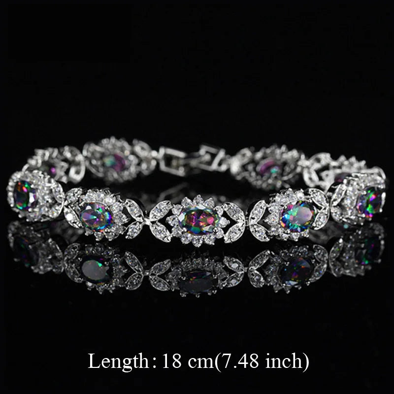 Bracelets Fashion de soirée, bijoux avec pierres en cristal CZ arc-en-ciel
