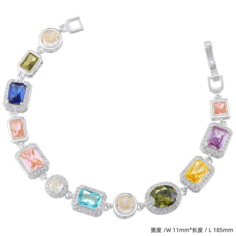 Bracelet en Pierre Semi-Précieuse Mosaïque Plaqué Or 18K
