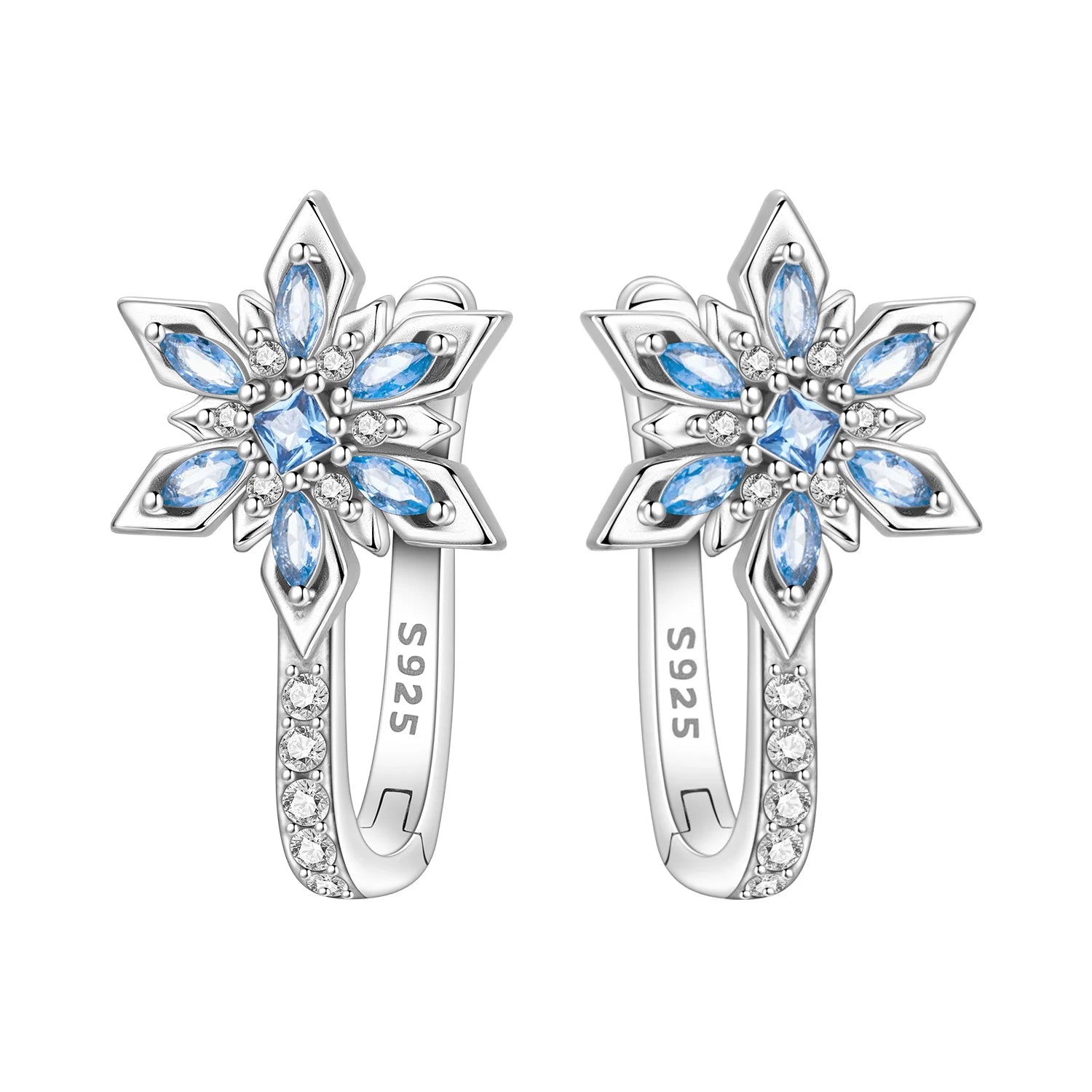 Boucles d'oreilles en argent sterling 925  minimaliste avec zircon bleu