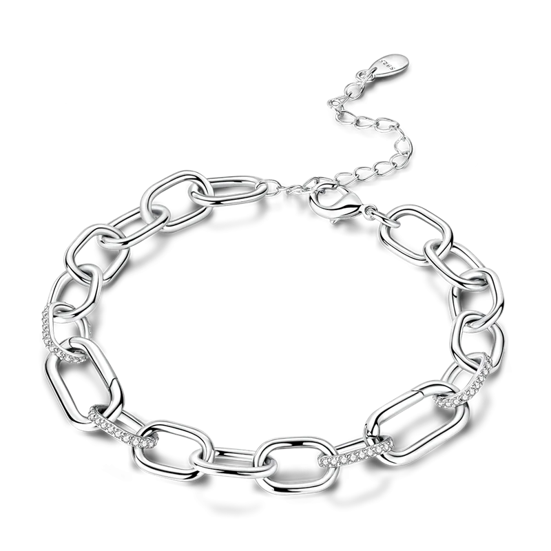 Bracelets en argent sterling 925 en forme de cœur doré scintillant