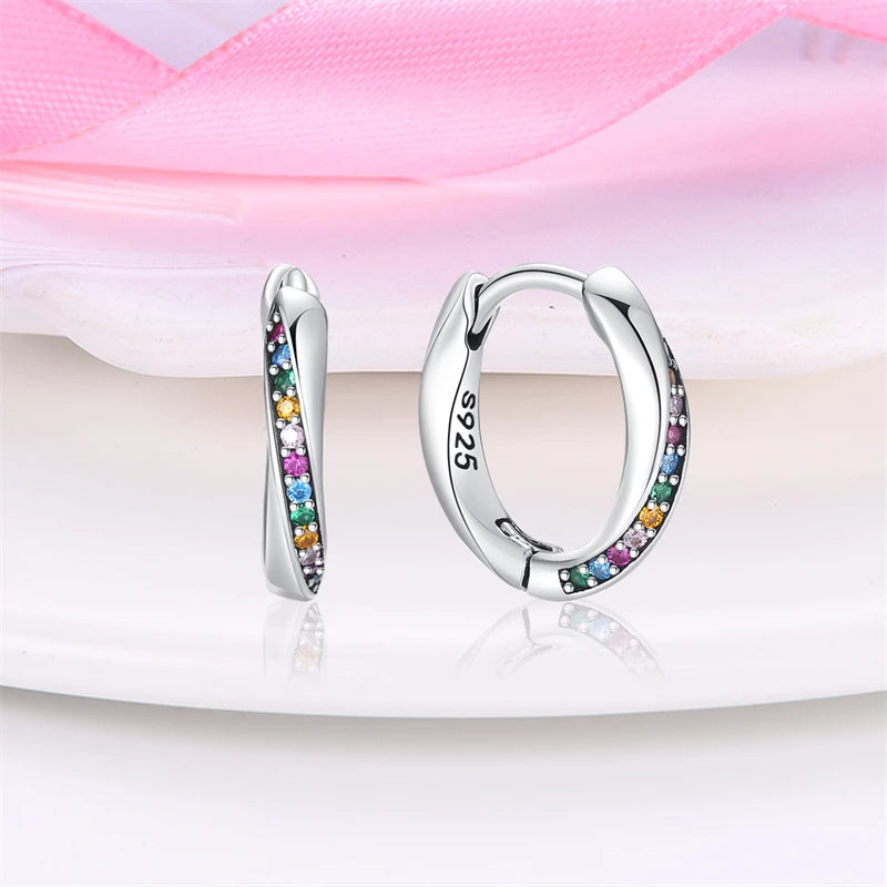 Boucles d'oreilles en argent sterling 925 brillant multicolores