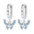 Boucles d'oreilles pendantes oiseaux bleu violet en argent sterling 925